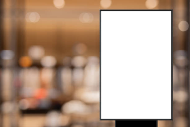 istock mockup white poster with black frame stand in front of blur inside interior restaurant background for show or present promotion product concept 2158874777