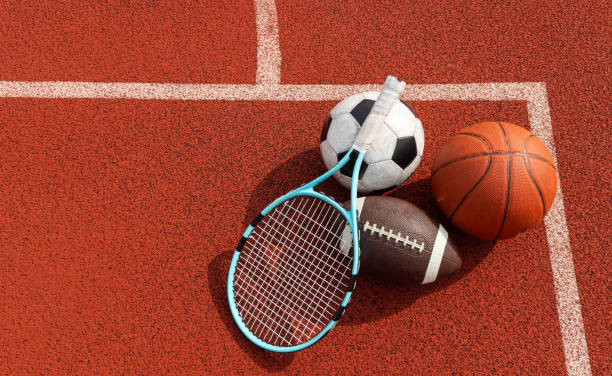 Volleyball net and different types of balls . High quality photo