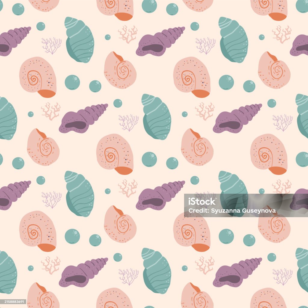 Barnicle's Pattern Seashells Seamless Pattern Barnacles Endless Background Sea Sand Floor ...
