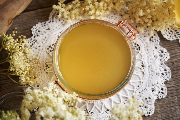istock A jar of black elder flower syrup prepared in spring 2158887880
