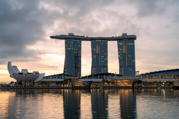Singapore, Singapore - April 1, 2024. Marina Bay Sands at dawn, Singapore