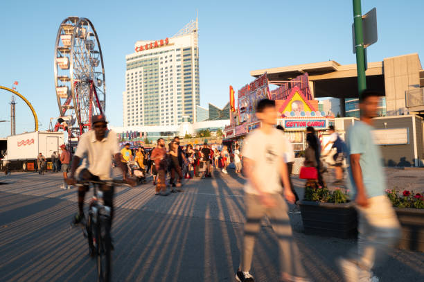 Windsor, Ontario, Canada - June 14, 2024:  The annual Windsor Riverfront Carnival has commenced for 2024.  It marks the unofficial launch of the summer season.   Midway rides, game of skill, food and drink etc.