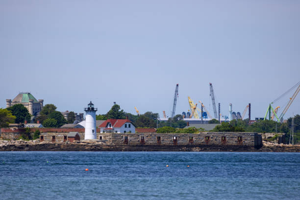 Portsmouth Harbor Lighthouse seen from Fort Foster State Park in Kittery, Maine.