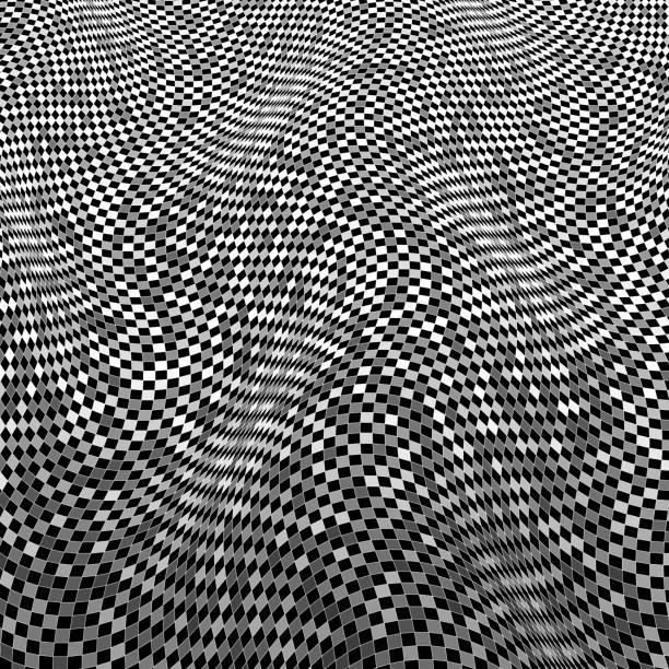 istock 3D surface of checked waves of warped squares, with perspective 2158897990