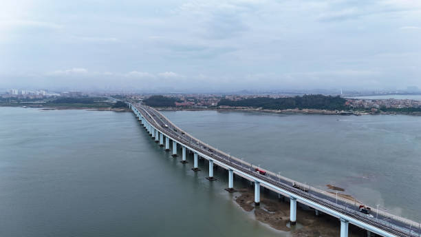 istock Modern city atmosphere cross-sea bridge 2158901999