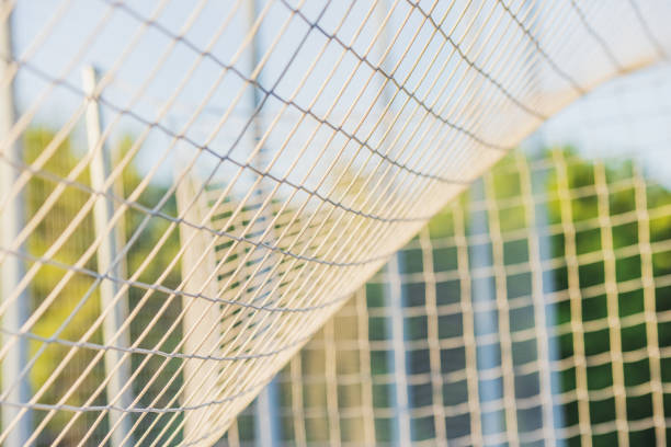 Net on a soccer goal. Football.