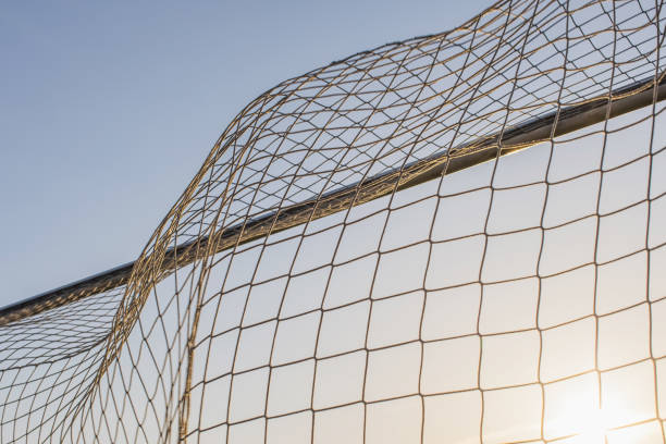 Net on a soccer goal. Football.