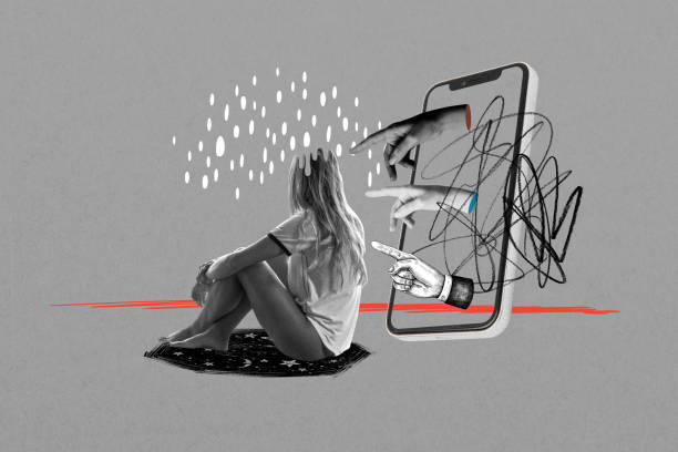 istock Cyber bullying background, creative mental health collage 2158920525