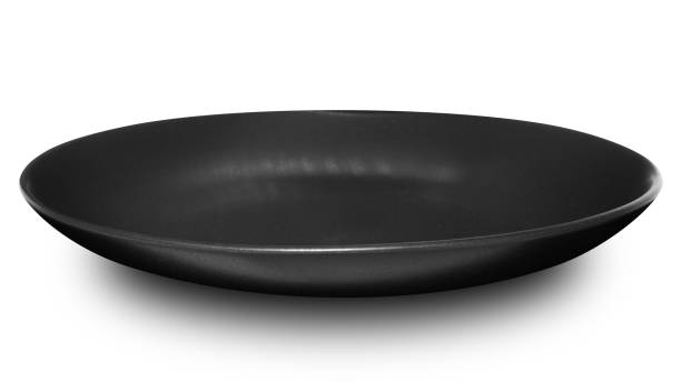 istock Black circle ceramics plate isolated on white background. 2158922162