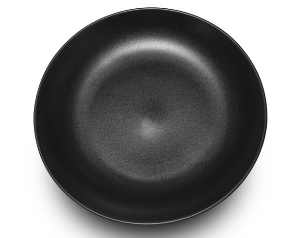 istock Black circle ceramics plate isolated on white background. 2158922166