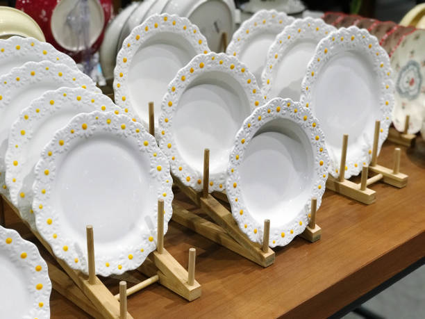 istock ceramic tableware on display in a shop, closeup of photo 2158928471