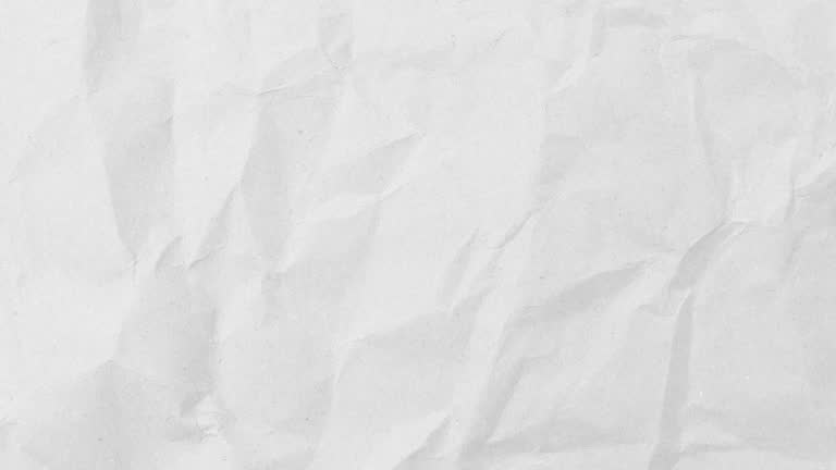 Crumpled White paper texture animated Background Loop 4K. Concept of free space for text or images