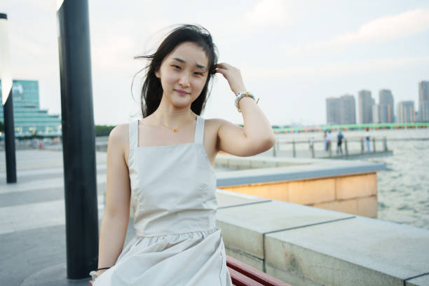 A young Asian female tourist