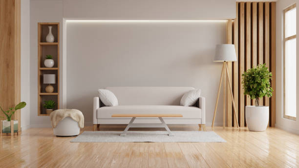 istock Modern living room with sofa and decor accessories with white color wall- 3D rendering 2158930088