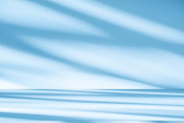 istock Wall interior background, studio, and backdrops show products. with shadow from window color white and blue light. background for text insertion and presentation of product 2158930443