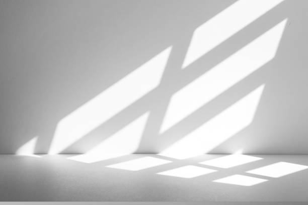 istock Wall interior background, studio and backdrops show products.with shadow from window color white . background for text insertion and presentation product 2158930449