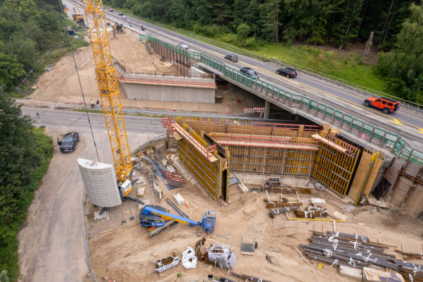 istock A new motorway bridge is being built next to a motorway 2158933074