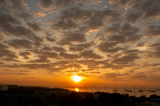 Golden sky sunrise dramatic beautiful landscape view. Dawn sky gold dusk time cloudscape with sunlight. Dramatic sunset scenic landscape. Beautiful landscape sunshine nature