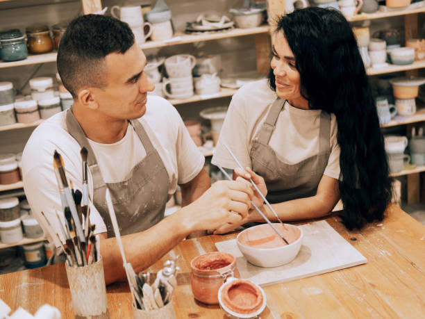 istock A young couple is engaged in creativity in a pottery workshop 2158933621