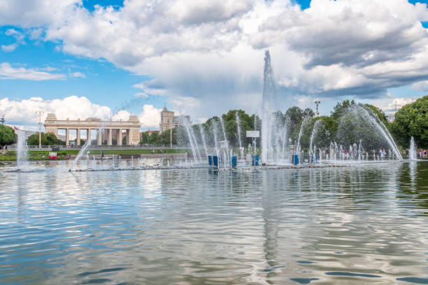 istock Fountain in the Gorky Park in hot summer day. 2158933983