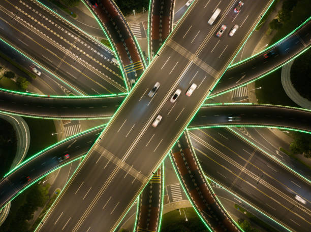 istock Night view of city overpass 2158939044
