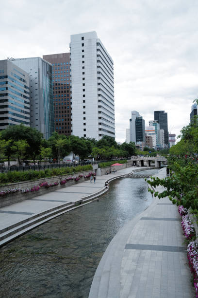 istock Exterior architecture and building design at 'Cheonggyecheon Stream' 2158940621