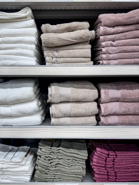 istock Stacked Towels on Display in Store 2158940664