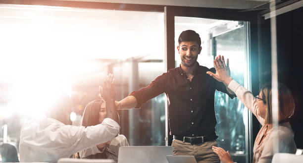 istock High five, celebration and business team in partnership in the office for project success. Meeting, diversity and corporate employee friends with achievement to celebrate together in modern workplace 2158944332