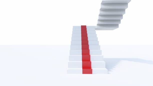 istock A red arrow pointing upward, integrated into a staircase, symbolizing progress and upward movement. 2158947119