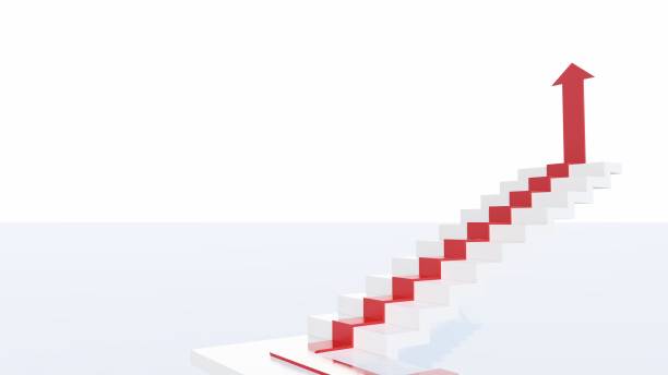istock A red arrow pointing upward, integrated into a staircase, symbolizing progress and upward movement. 2158947127