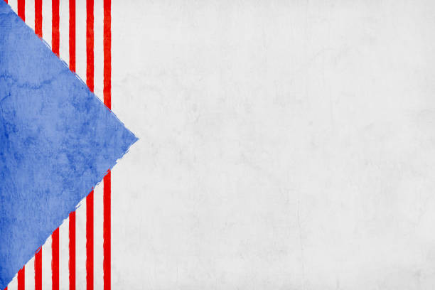 istock USA or American flag design left edge border over plain old retro style vintage white horizontal vector background or backdrop with a blue triangle and red stripes leaving copy space, like a whitewashed plastered wall 2158950199