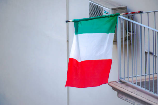 istock Italian flag on the background 2158954127