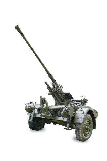 37-mm anti aircraft gun isolated on white background