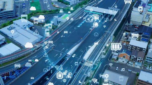 istock Transportation and technology concept. ITS (Intelligent Transport Systems). Mobility as a service. Japanese translation: 