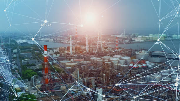 istock Industrial technology concept. Communication network. INDUSTRY 4.0. Factory automation. 2158956965