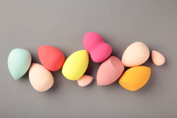 istock Beauty blender on grey background. Makeup products. Beauty concept. 2158957018