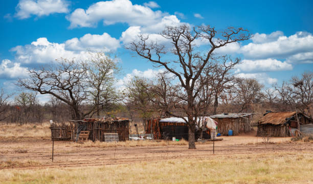 african village settlement in the bush in Botswana