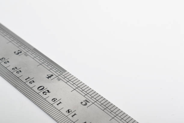 istock Iron ruler on a white background. Stainless steel ruler 2158960713