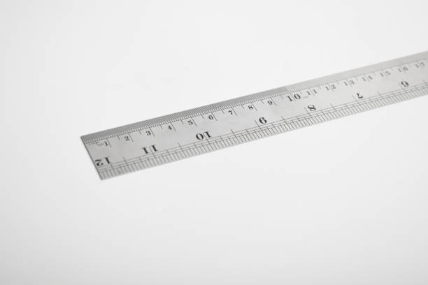 istock Iron ruler on a white background. Stainless steel ruler 2158960724