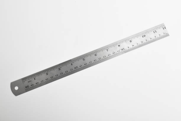 istock Iron ruler on a white background. Stainless steel ruler 2158960748
