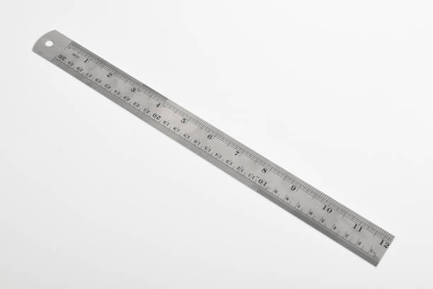 istock Iron ruler on a white background. Stainless steel ruler 2158960753