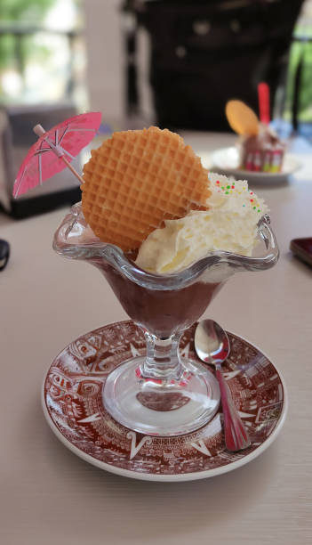 istock Delicious Chocolate Sundae with Whipped Cream and Waffle 2158961664