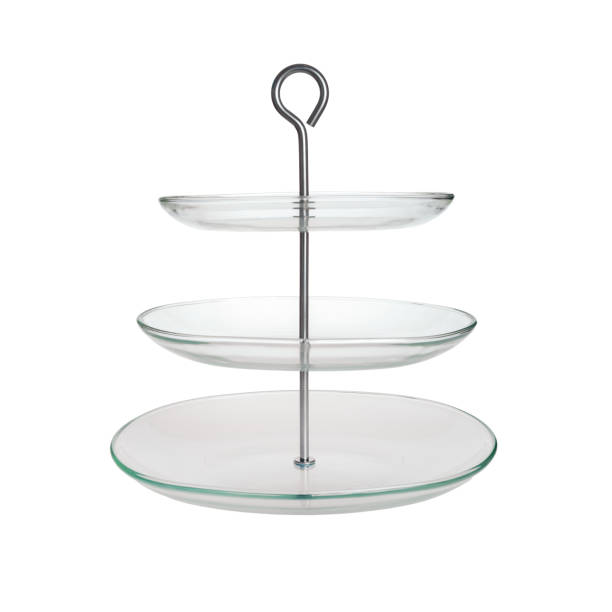 istock Multi-tiered glass tray for serving and serving food isolated on a white background 2158964673