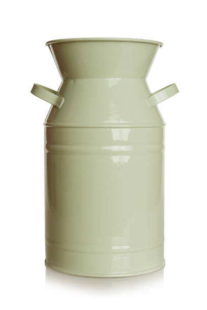 istock Metal vase coated with smooth enamel paint for home use, isolated on white background 2158965115