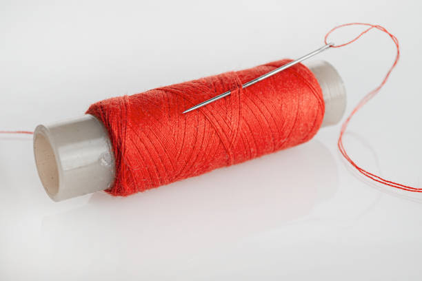 Professional seamstress is working on a new project.