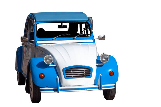 istock Old vintage retro car. Isolated on a white background. Blue, small. 2158968130