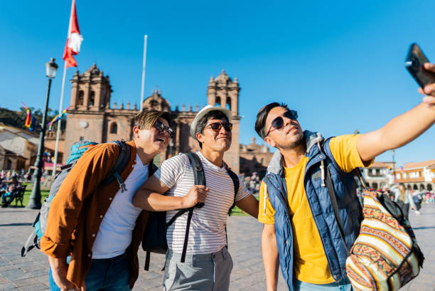 istock Male traveler friends taking a selfie on Cusco, Peru 2158977465