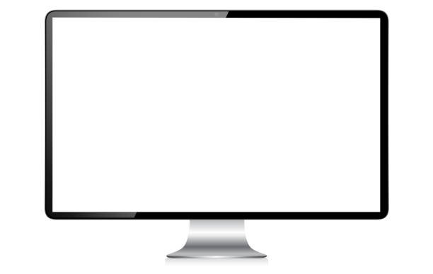 stockillustraties, clipart, cartoons en iconen met black modern computer monitor vector illustration with white screen - tekstveld