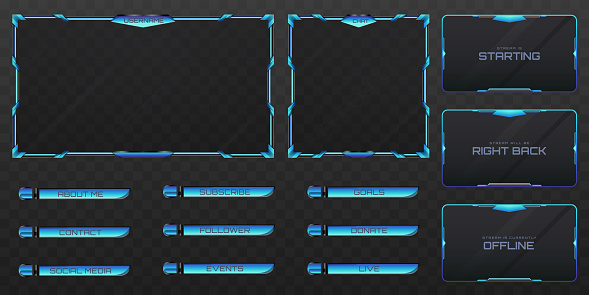 Overlay Gui Abstract Blue Live Stream Overlay Webcam Screen Frame And Stream Alert ...