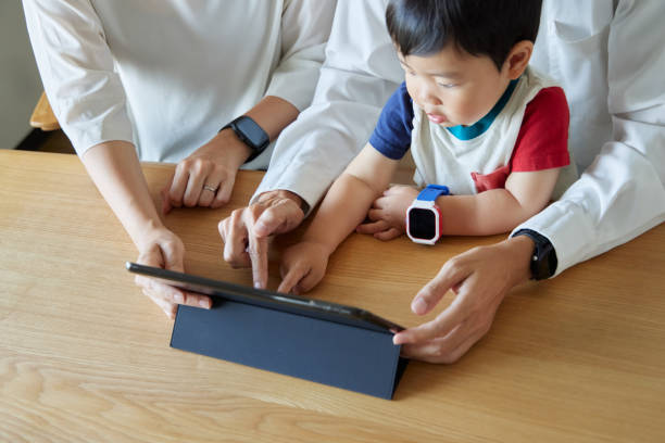 istock Children and parents play with computers and smartwatches 2158989312
